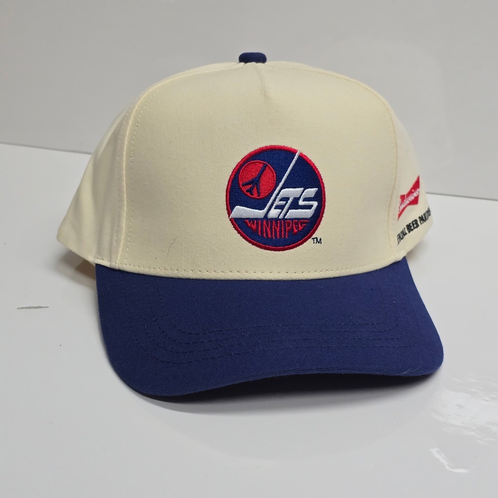 Winnipeg Jets Snapback Hat Cream Blue Cotton Budweiser NHL Vintage